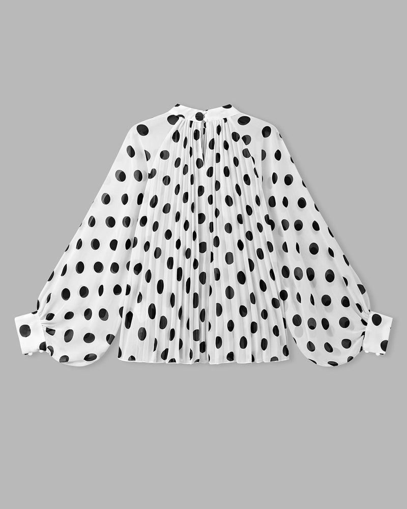 Blouse Décontractée À Pois Manches Longues