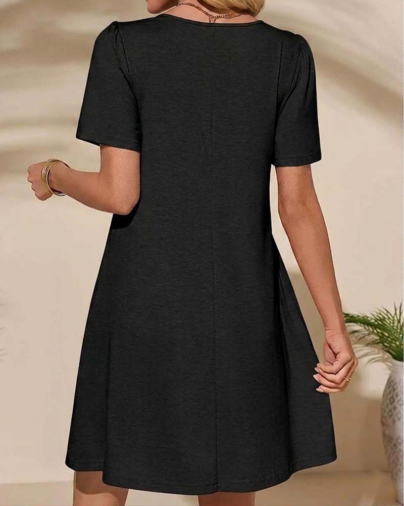 Robe Volant Manche Courte Col Rond