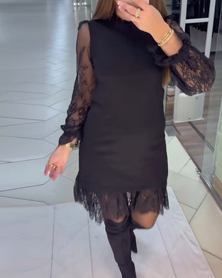 Robe Patchwork À Garniture De Dentelle