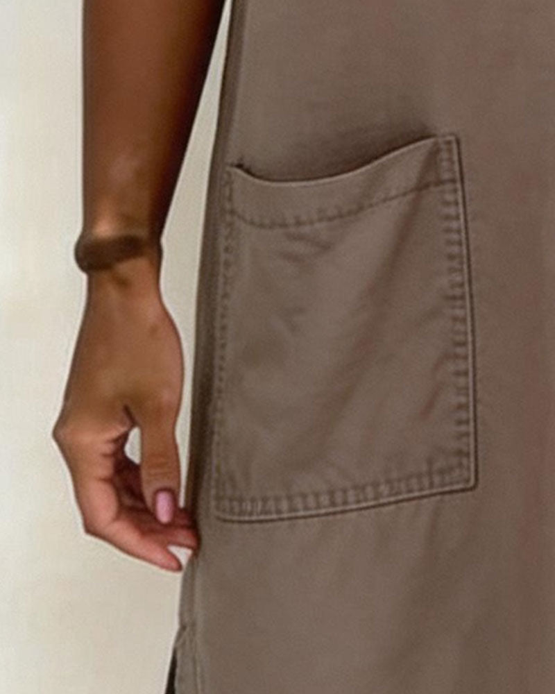 Robe Attacher Col En V Poche Fourreau