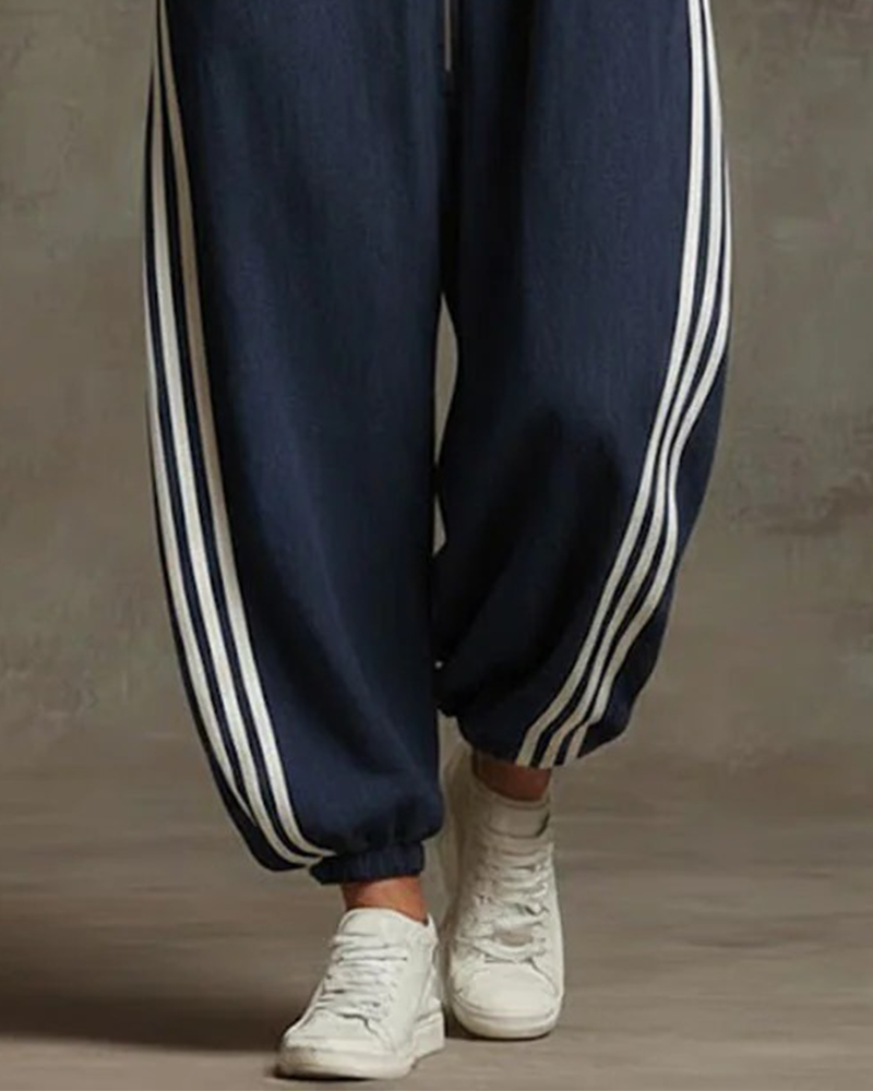 Combinaison Rayé Sportif Fermeture Éclair