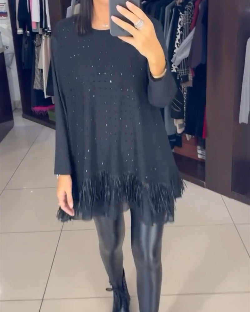 Haut Hem À La Mode Strass