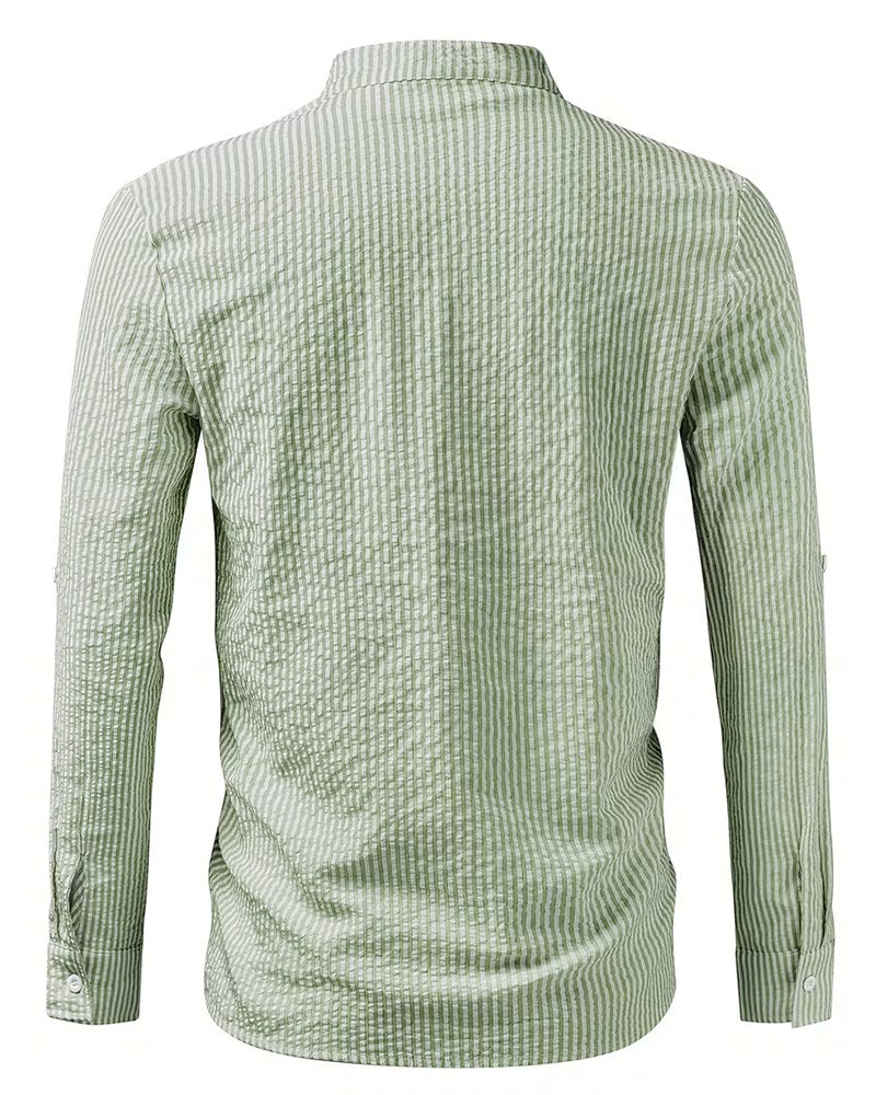 Chemise Col Dressé Rayé Homme
