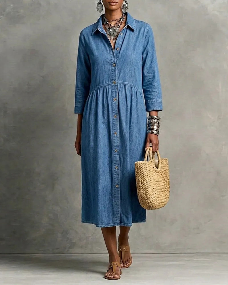 Robe Col Chemise Décontractée
