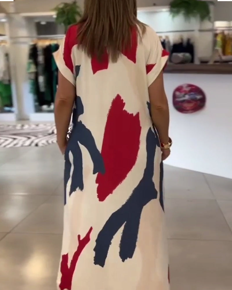 Robe À Manches Courtes Imprimée