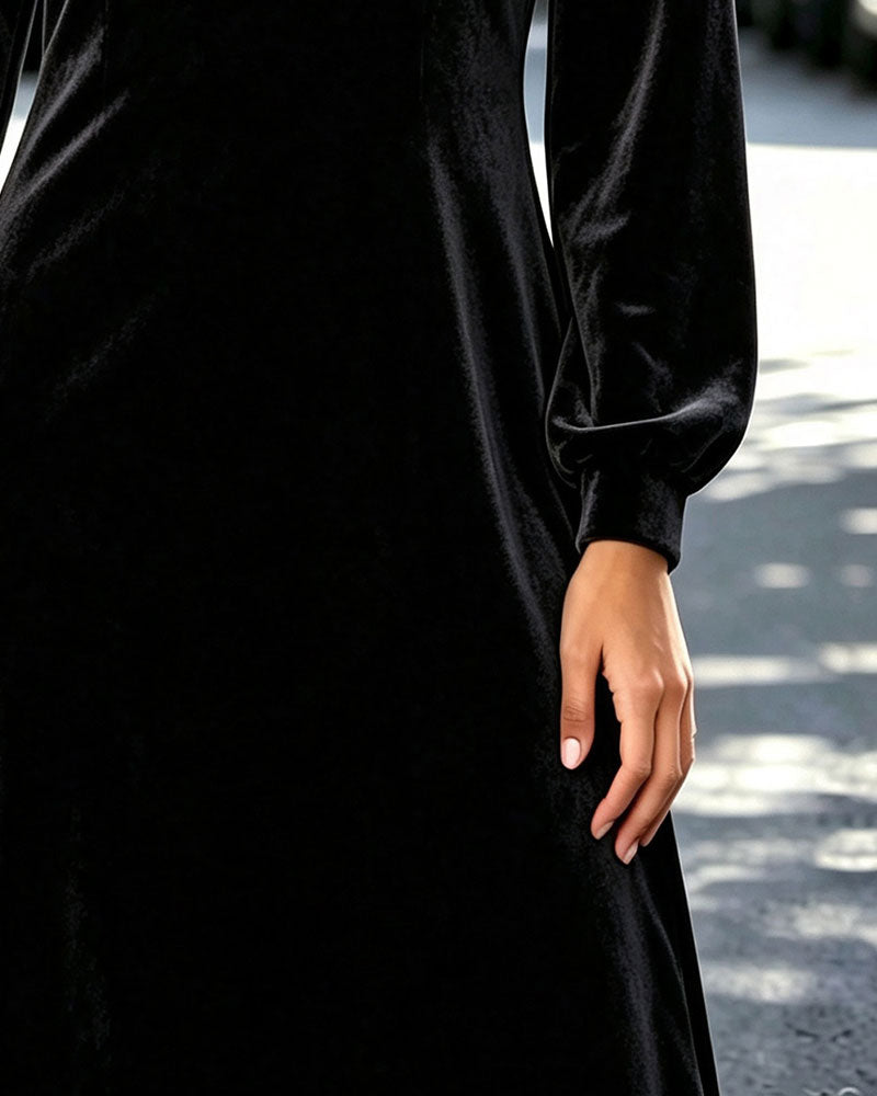 Robe Col Rond Bouton Sheer Ligne A