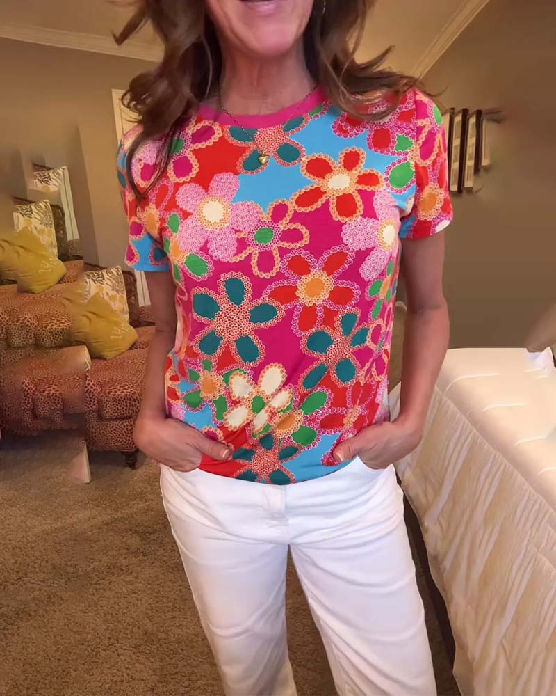 T-Shirt Slim Fit Manches Courtes Imprimé