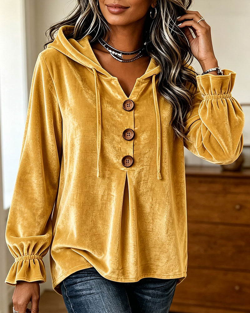 Hoodie Unie Bouton Décontracté