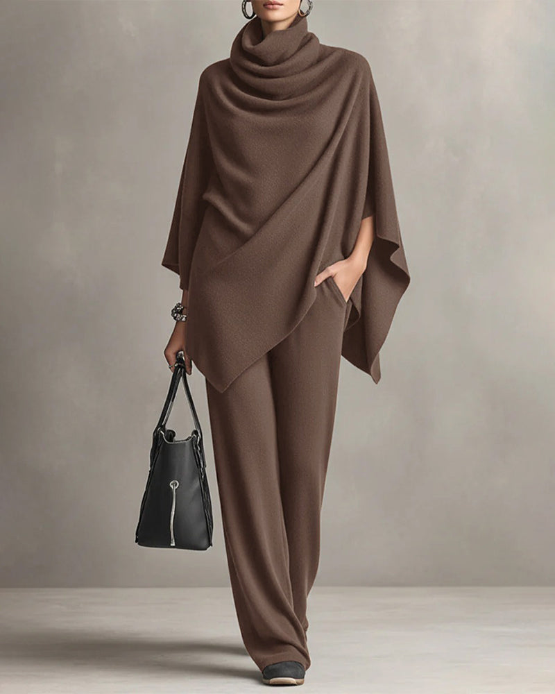 Ensemble Col Roulé Haut Jambe Large Pantalon