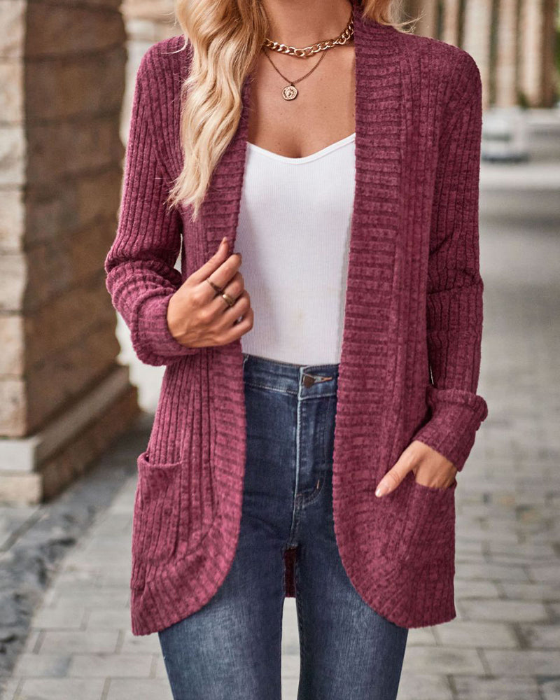 Manteau Brossé Décontracté Manche-Longue