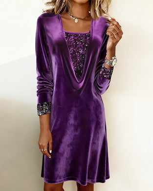 Robe Élégante À Sequins Patchwork