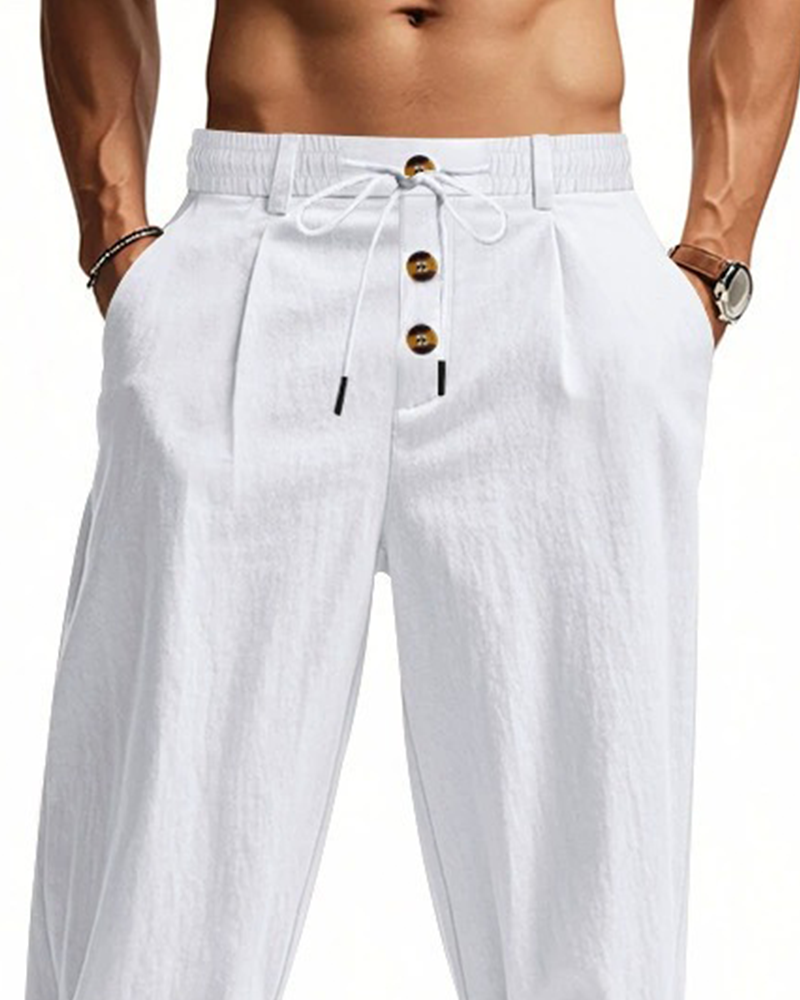 Pantalon Décontracté Uni Jambe Droite