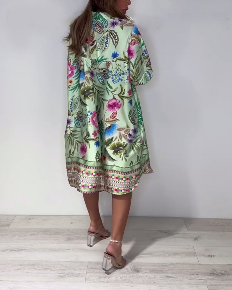 Robe Col montant Vacances Florale