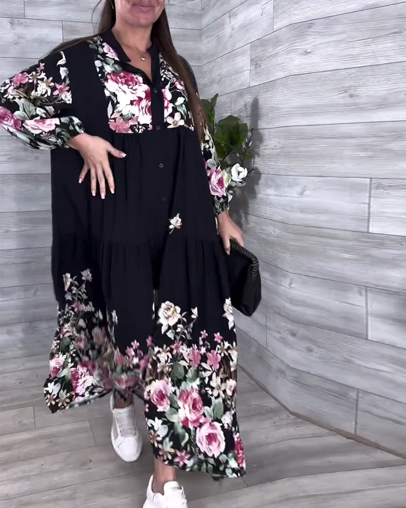 Robe Imprimé Fleuri Décontractée Manches Lanternes