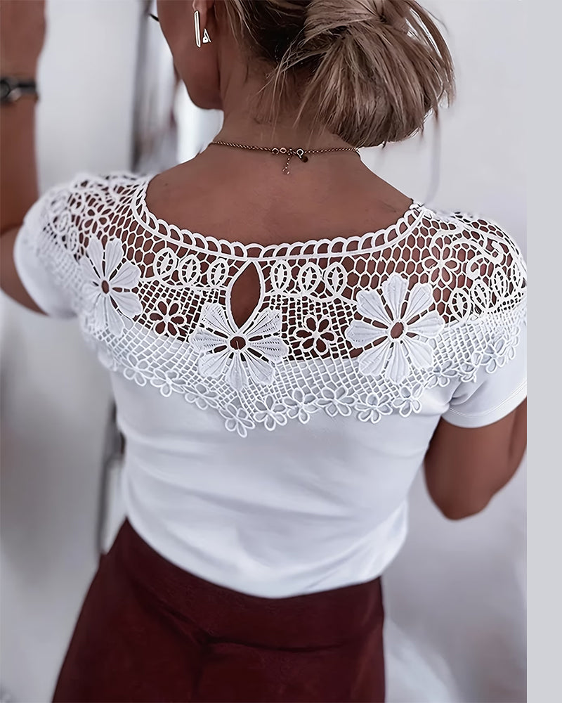 T-Shirt Évidé Dentelle Patchwork