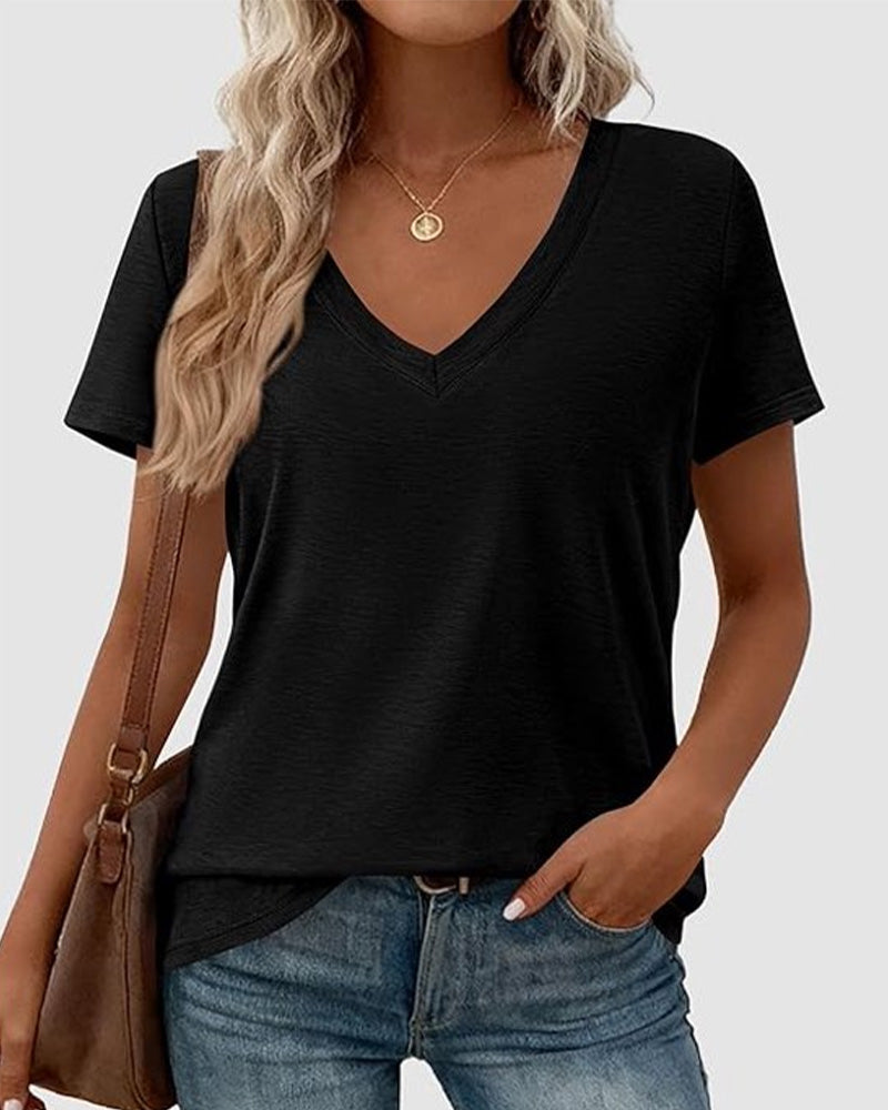 T-Shirt Pullover Col V Uni