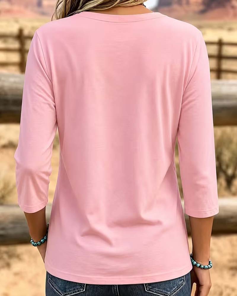 Haut Col Rond Patchwork Ourlet Asymétrique