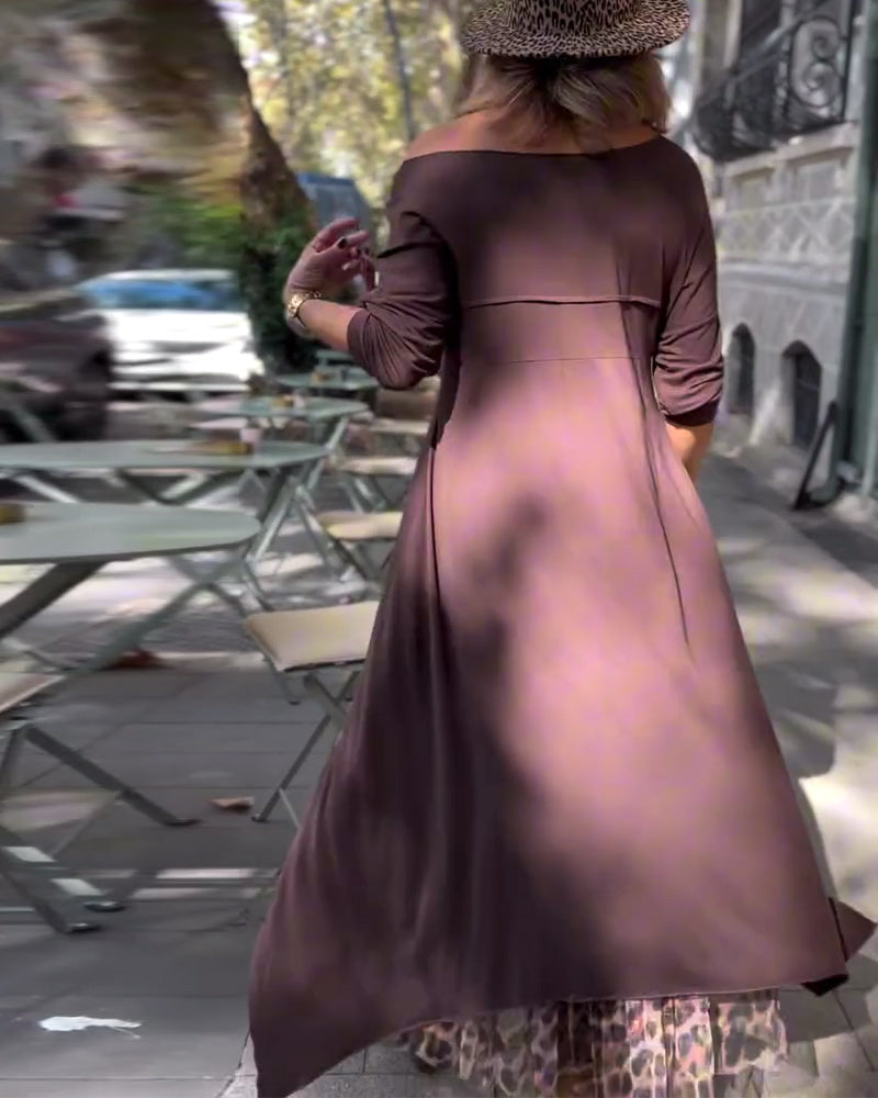 Robe À Manches Longues De Couleur Unie Irrégulière