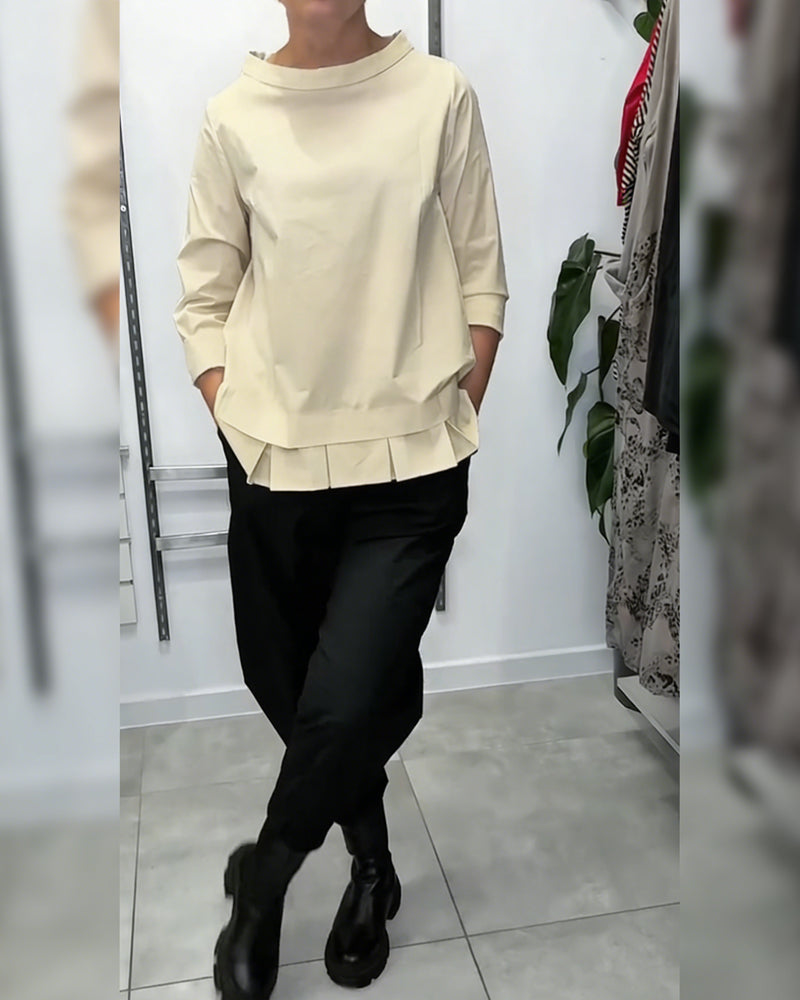 100% Coton louse Col Large Couleur Unie Décontracté