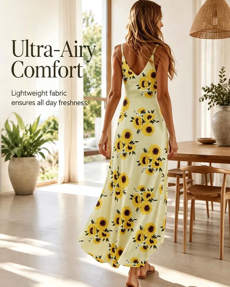 Robe Longue Imprimé Bretelle Spaghetti