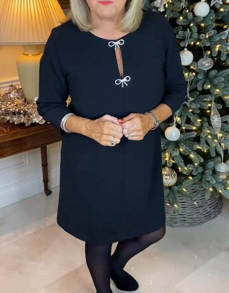 Robe simple à col rond de couleur unie