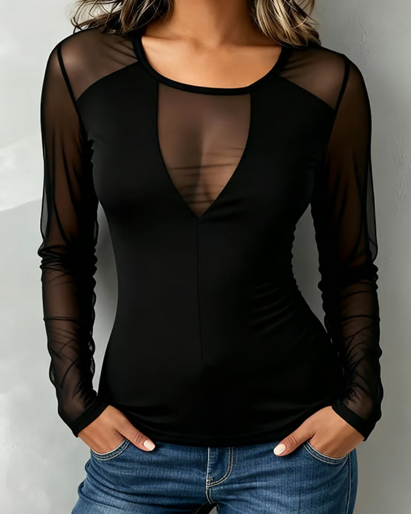 Blouse Col V Tendance Manche Longue