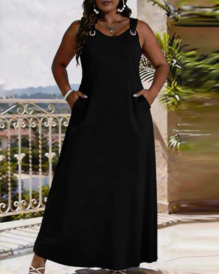 Robe Bretelles Boucle Métallique Poche