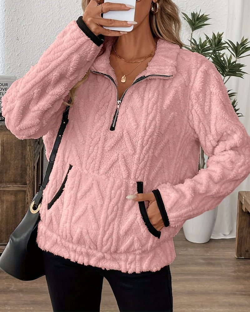 Sweat À Revers Fermeture Éclair Devant Doudou