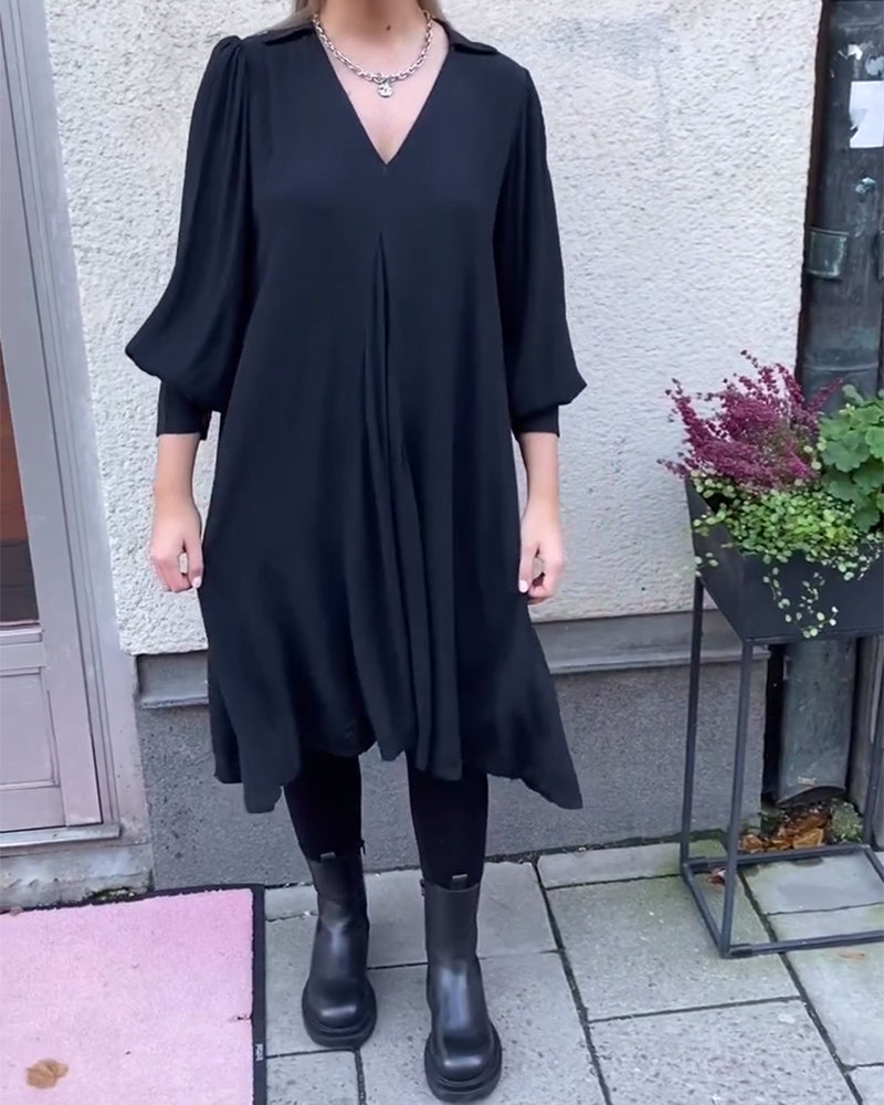 Robe Col En V Tendance Manches Lanterne