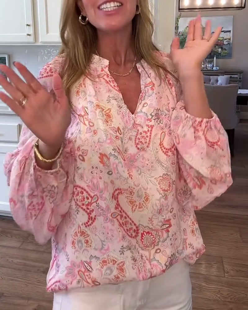 Blouse À Manches Ballon Et Imprimé Floral