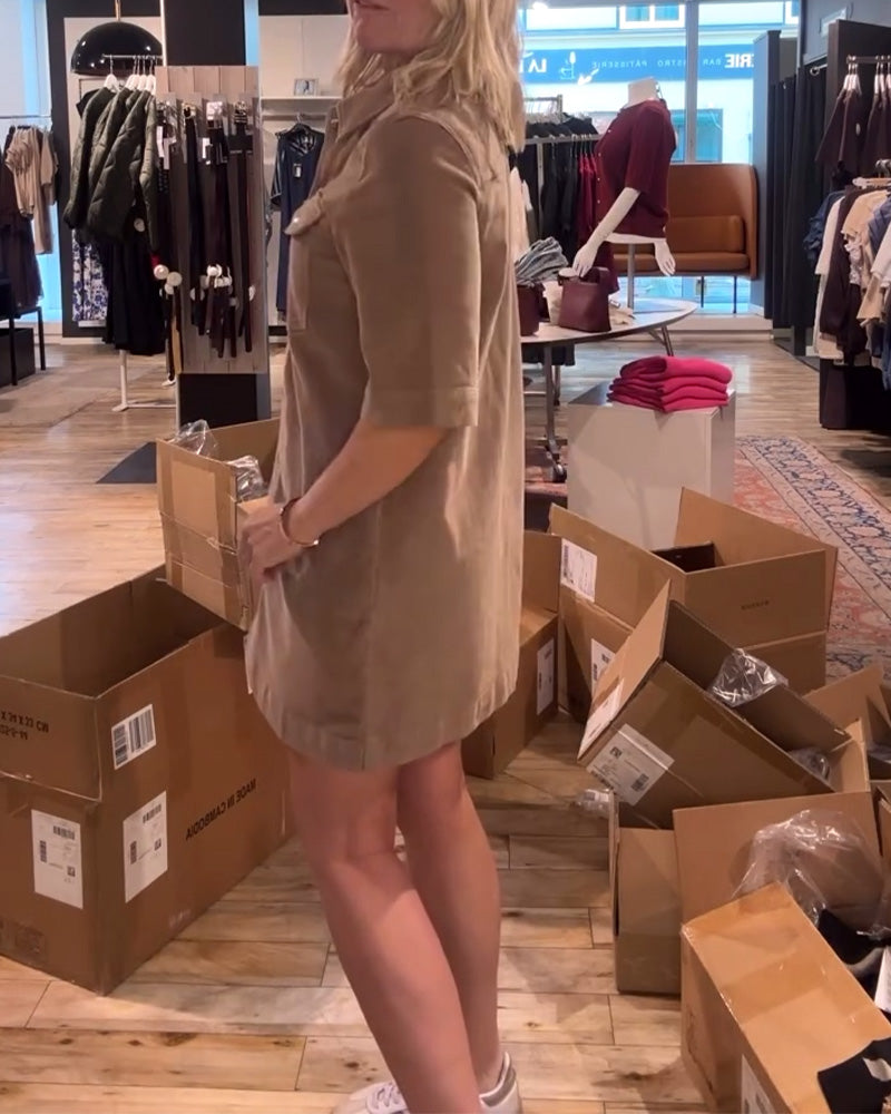 Robe Unie À Manches Mi-Longues