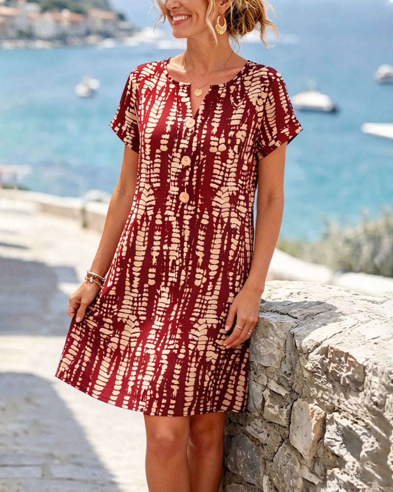 Robe Contraste De Couleur Manches Courtes Ourlet A