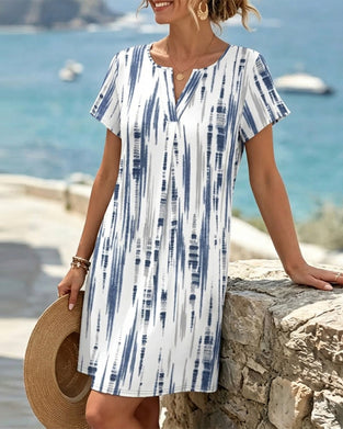 Robe Décontractée Rayée Col-V