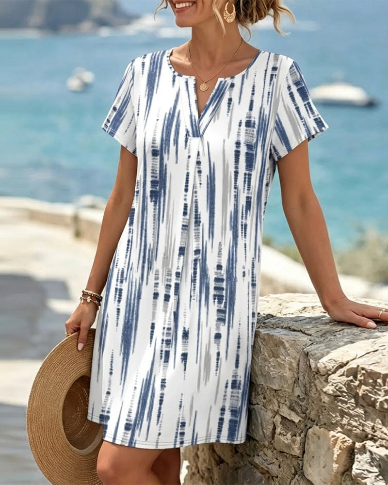 Robe Décontractée Rayée Col-V