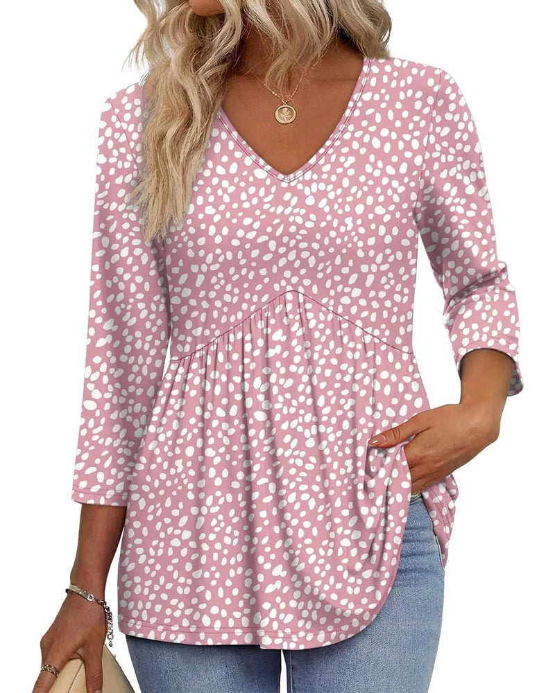 Blouse Ample Manches Trois-Quarts Décontractée