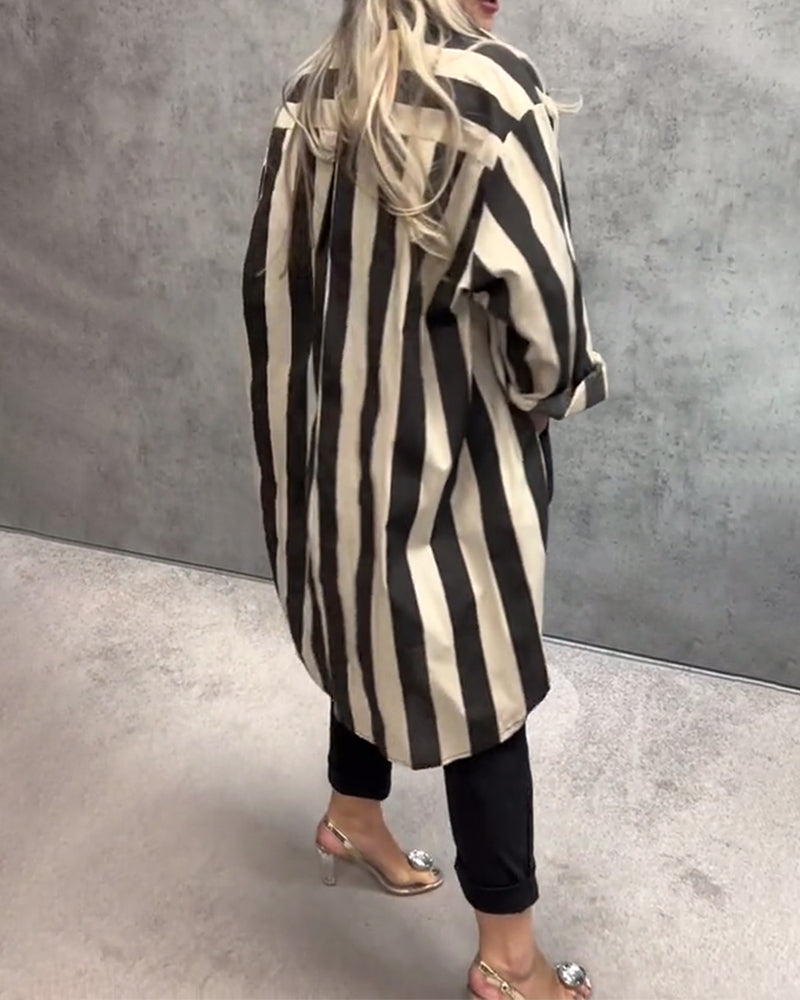 Chemise Manches Longues Ample Rayée