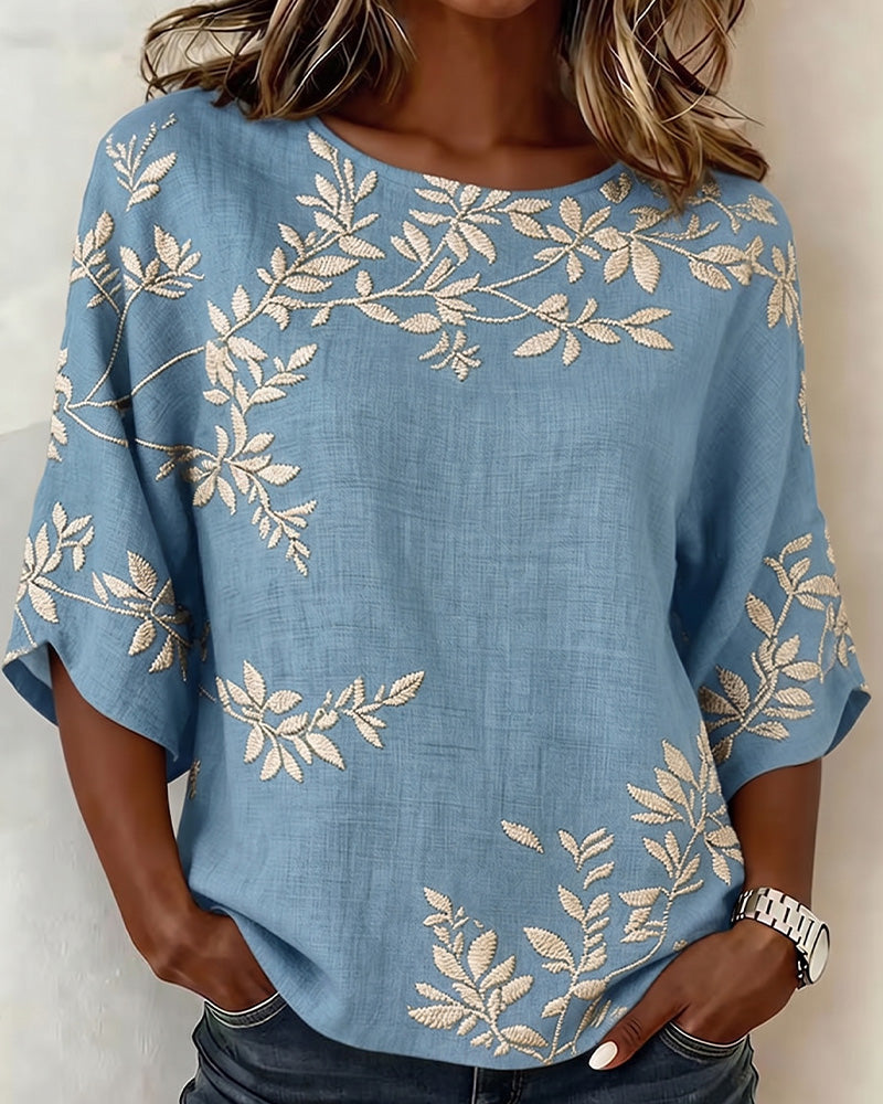 Blouse Col Rond Manches Chauve Souris Rayée