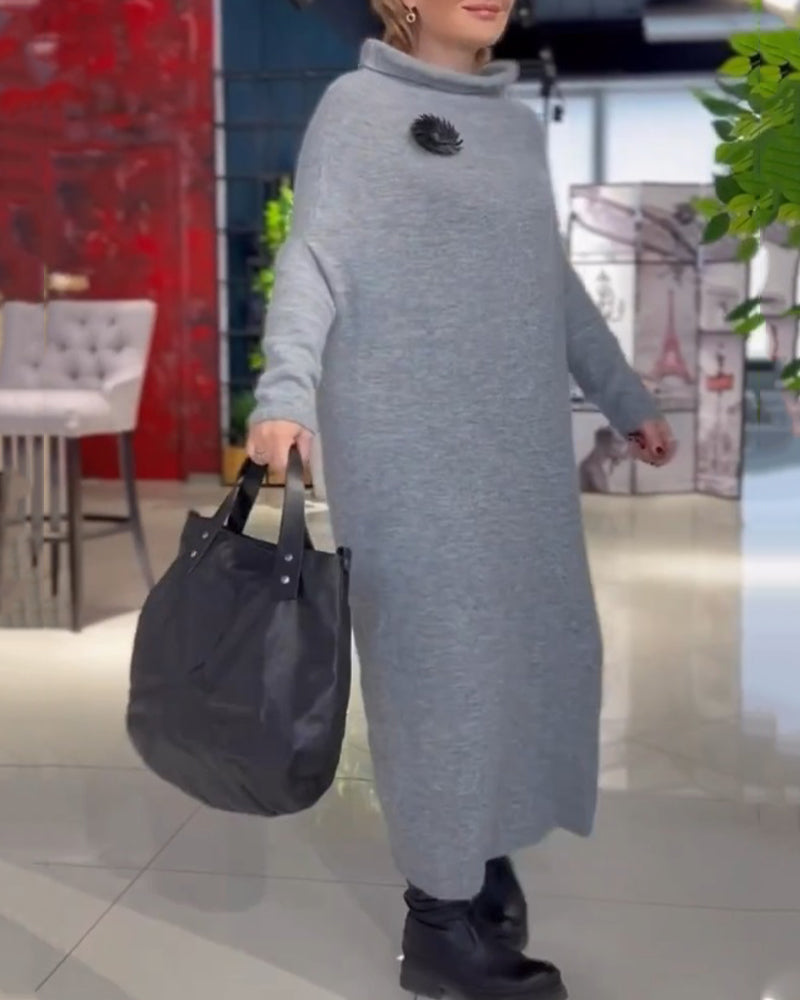 Robe Ample à Col Roulé Et Manches Longues