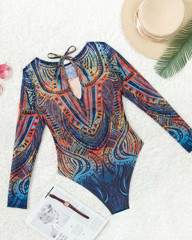 Maillot De Bain Une Pièce Manches Longues De Protection Solaire