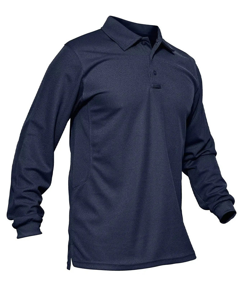 T-Shirt Col Polo Manche Longue Décontracté