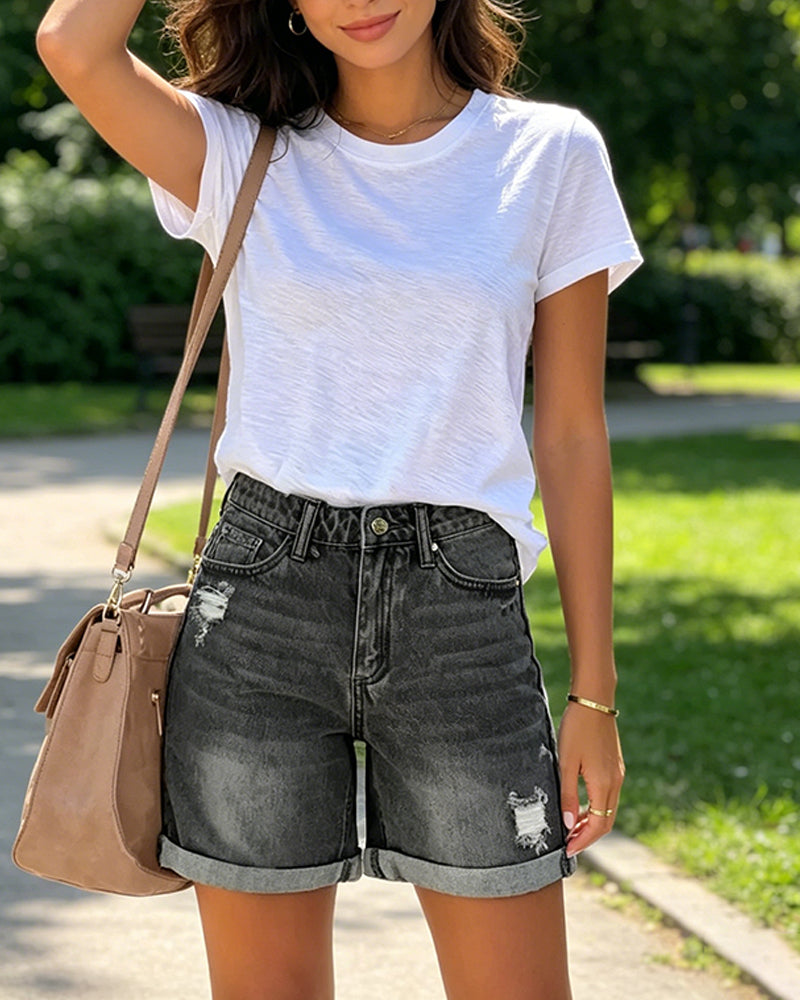 Short Jeans Déchiré Usé