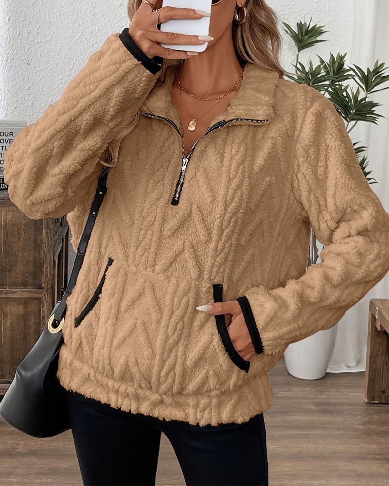 Sweat À Revers Fermeture Éclair Devant Doudou