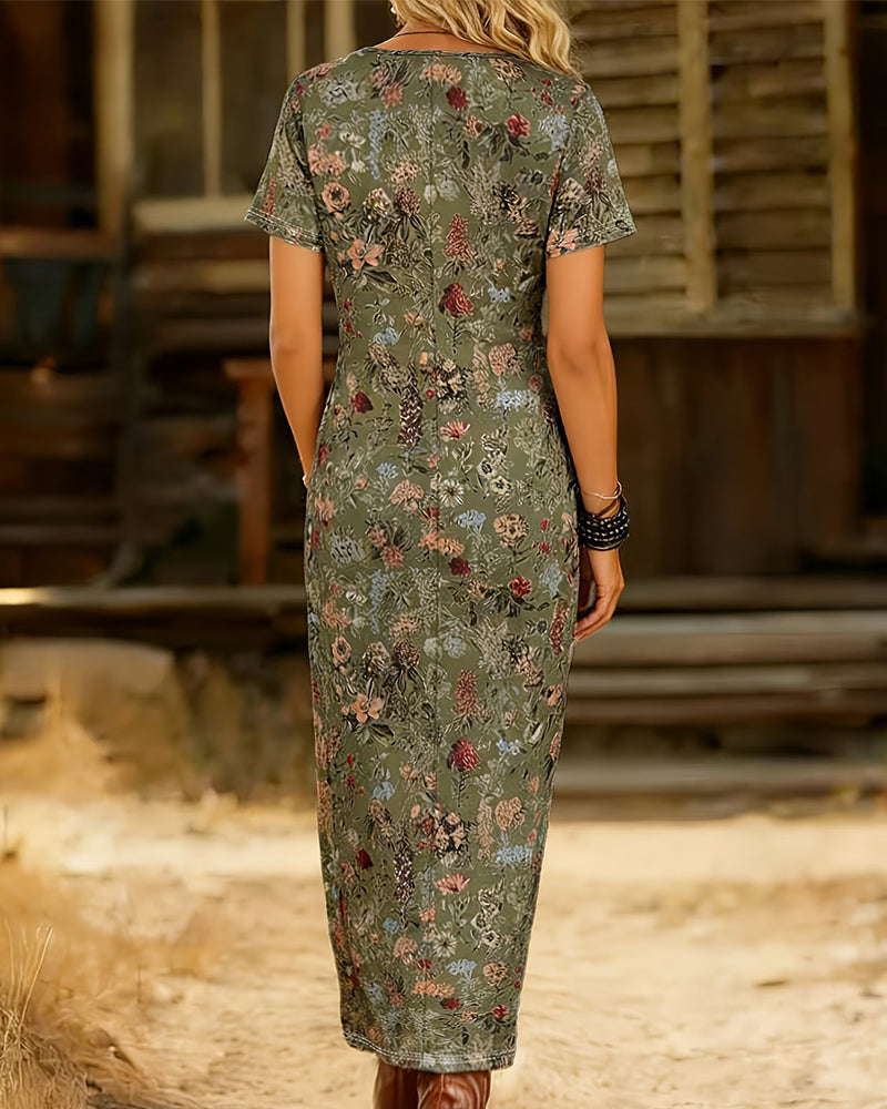 Robe Col Rond Manches Courtes