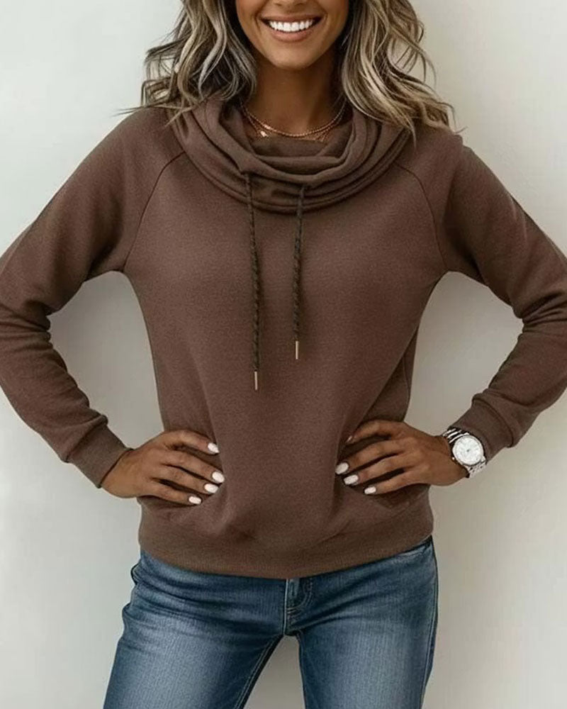 Sweatshirt Col Mock Attache Décontracté Pull