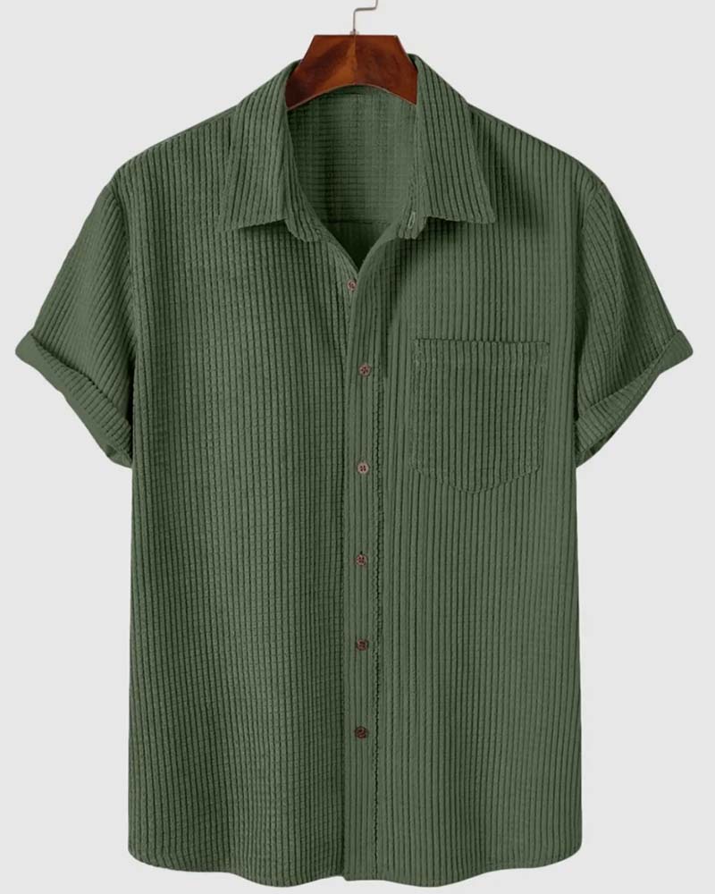 Chemise Revers Bouton Uni Homme Manche Courte