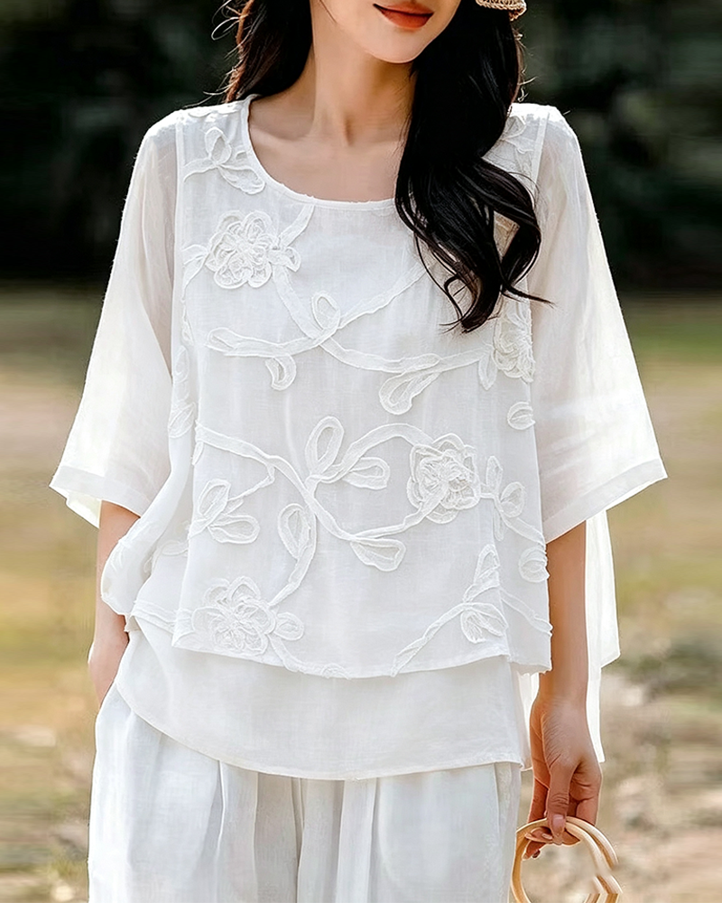 Blouse Uni Col Rond