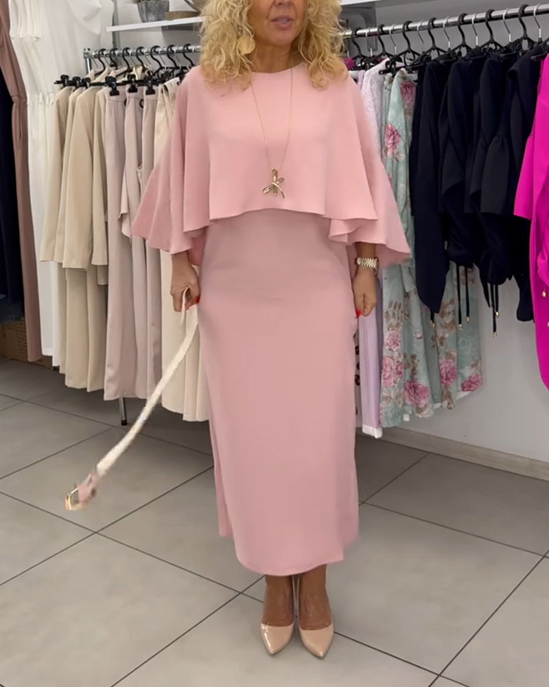 Robe Fashionable Col Rond Élégant