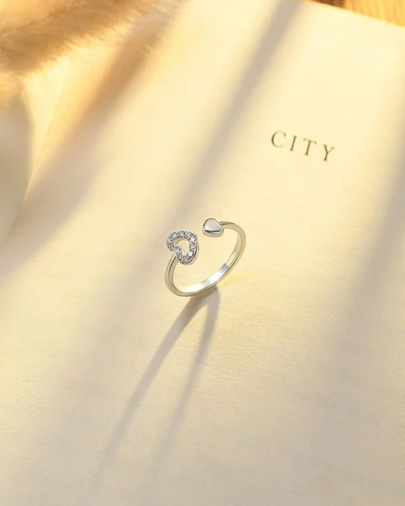 Bague découpe double coeur