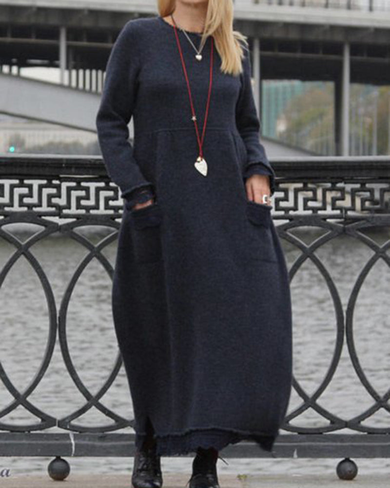 Robe de couleur unie et tricotée