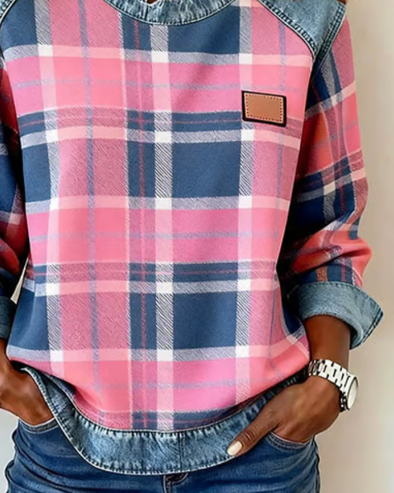 Sweat Tendance À Motif Patchwork À Carreaux